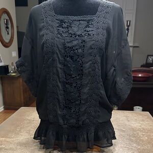 Elegant Black Lace Women's Top